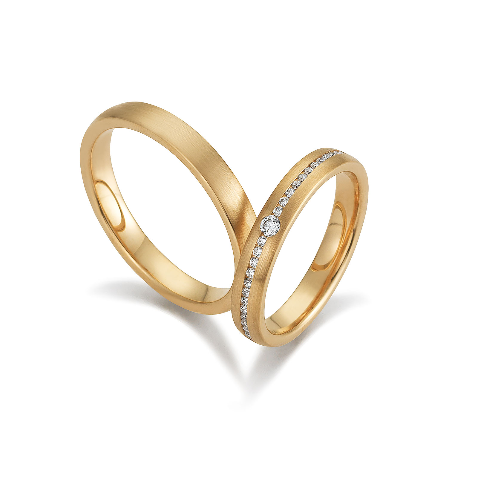 Eheringe Rosegold mattiert Brillanten