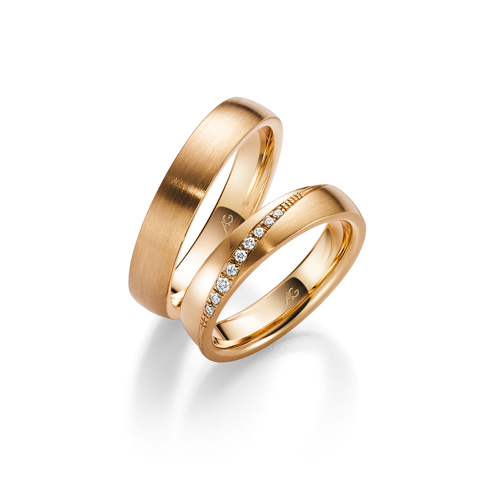 Eheringe Rotgold diagonal