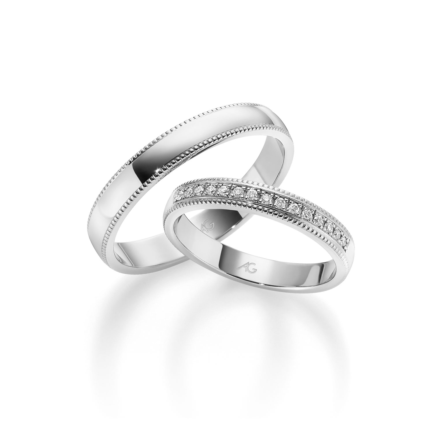 Millgriff Eheringe mit Brillanten Platin