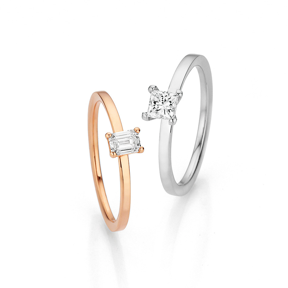 Verlobungsringe mit Baguette und Prinzess